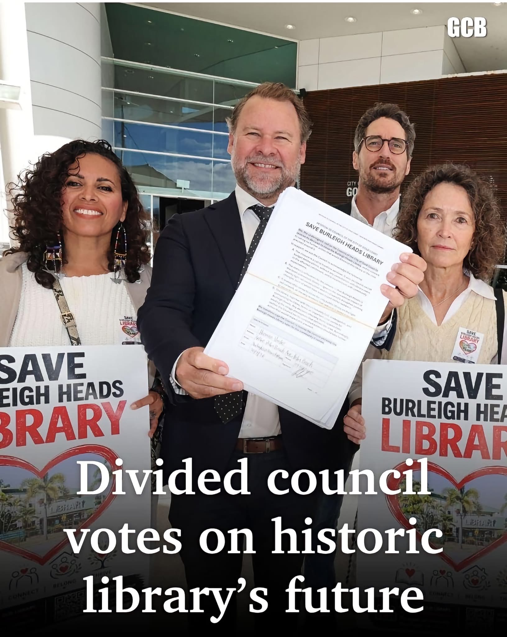 Gold Coast Bulletin clipping: 'Divided council votes on historic library's future', 4 September 2026